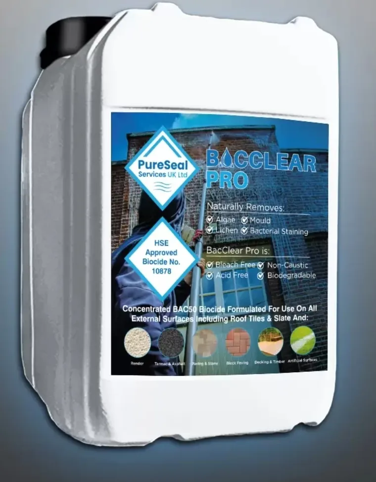 PureSeal BacClear Pro professional biocide, the product Aqua Glaze treats Telford roofs with