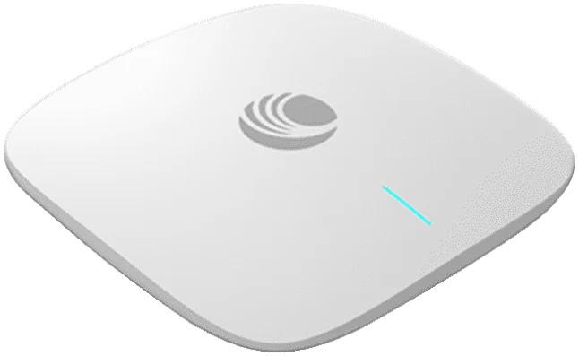 Cambium XV2-2X access point, white with the grey Cambium swirl and a cyan status light.