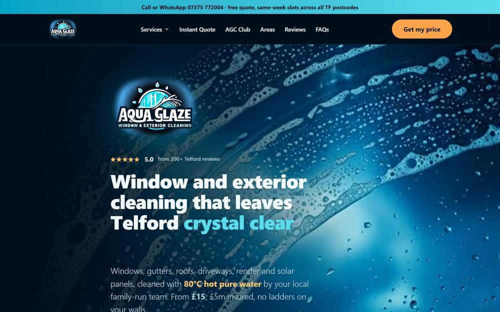 Aqua Glaze website, Exterior cleaning