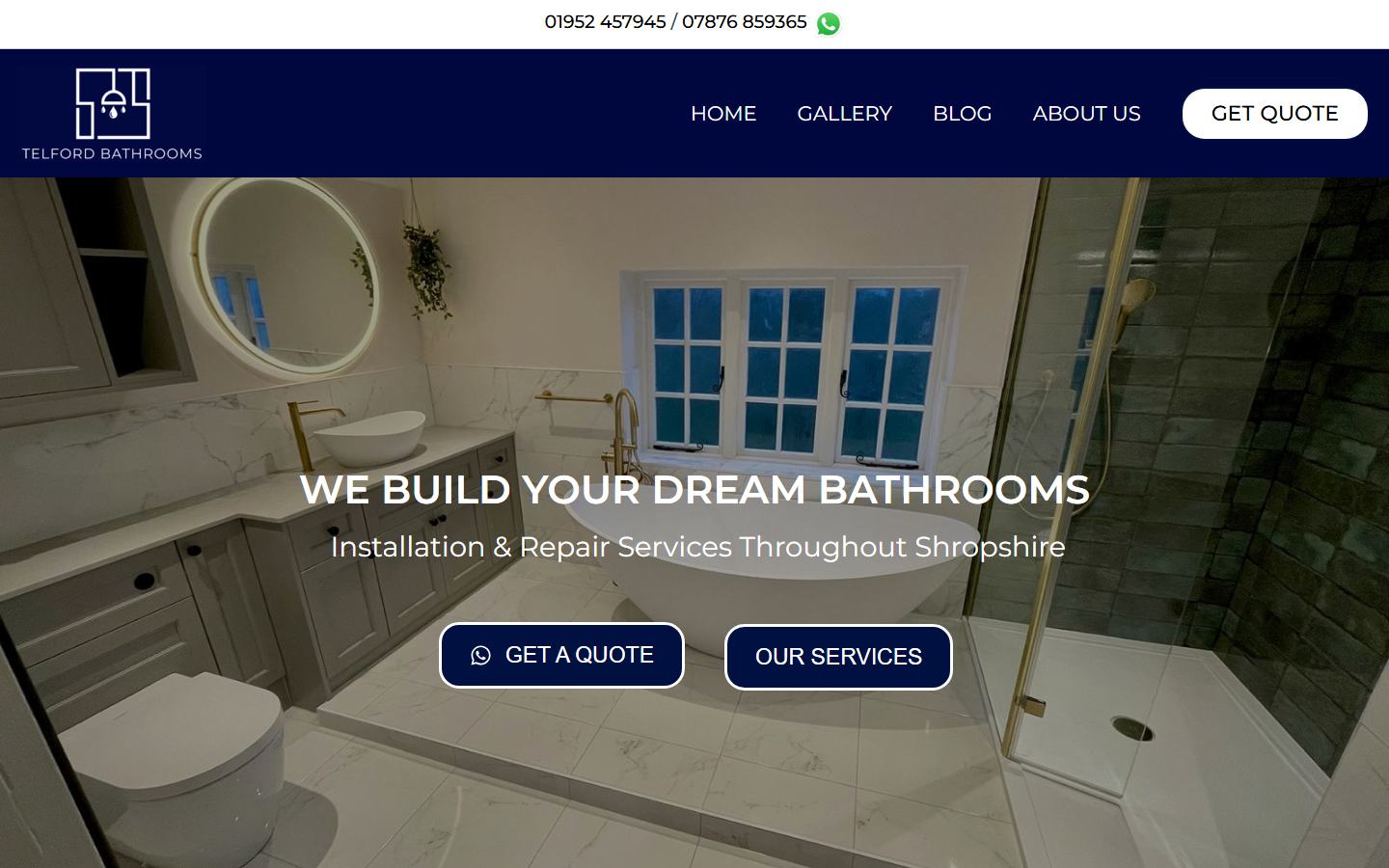 The old Telford Bathrooms website before the rebuild