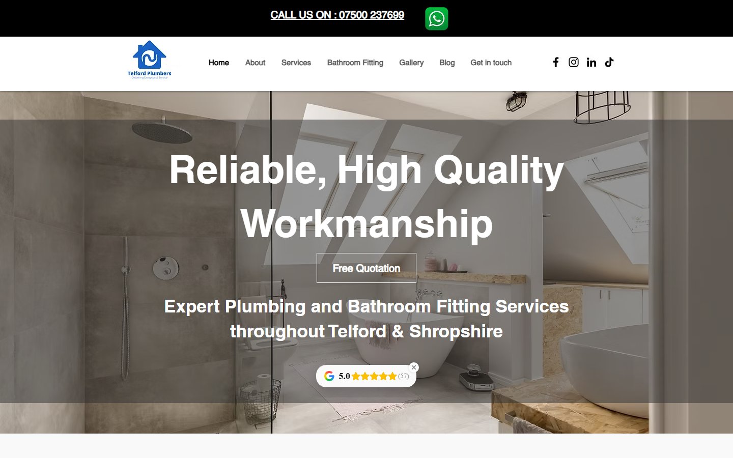 The old Telford Plumbers website before the rebuild