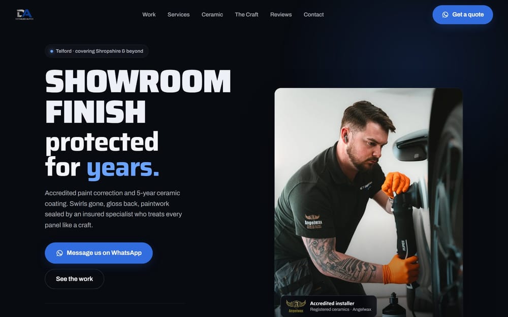 Detailed Autos website, Car detailing