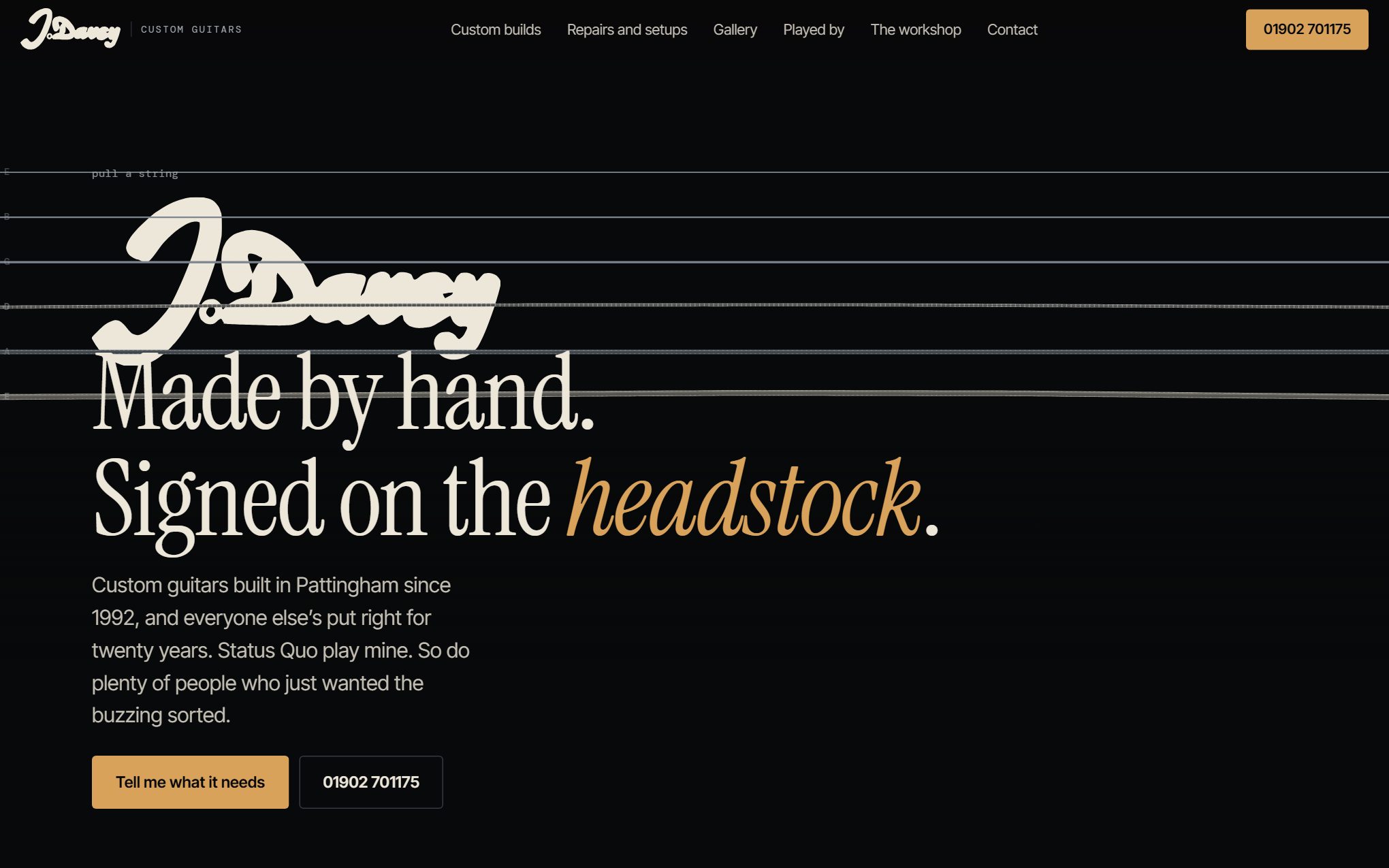 J. Davey Custom Guitars website, Luthier & guitar repairs