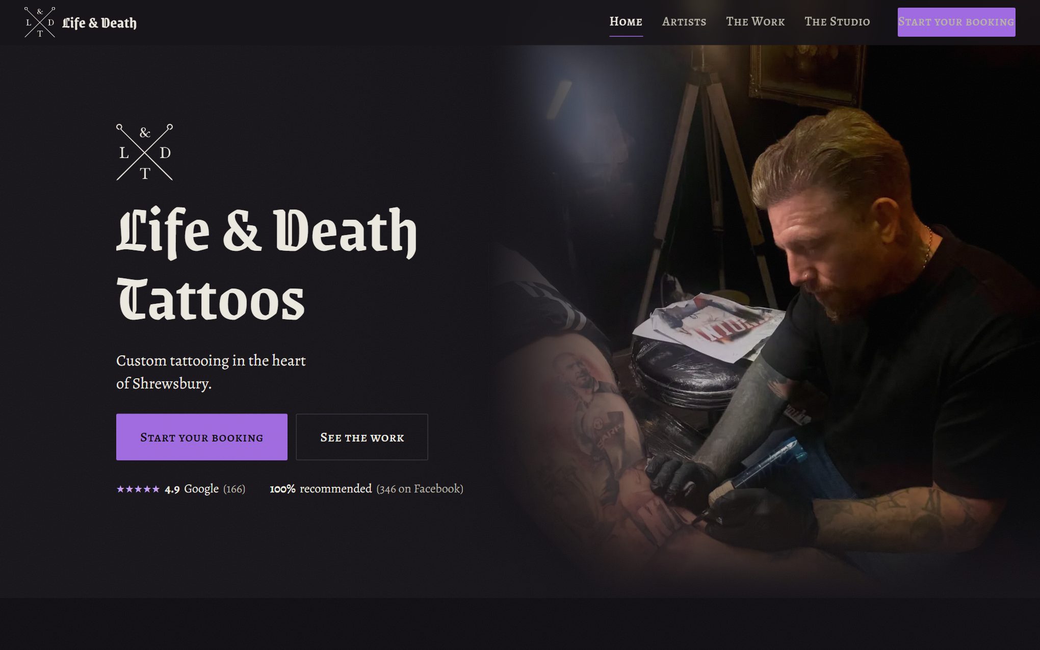 Life & Death Tattoos website, New build