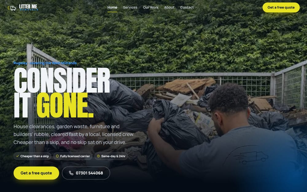 Litter Me website, Rubbish removal