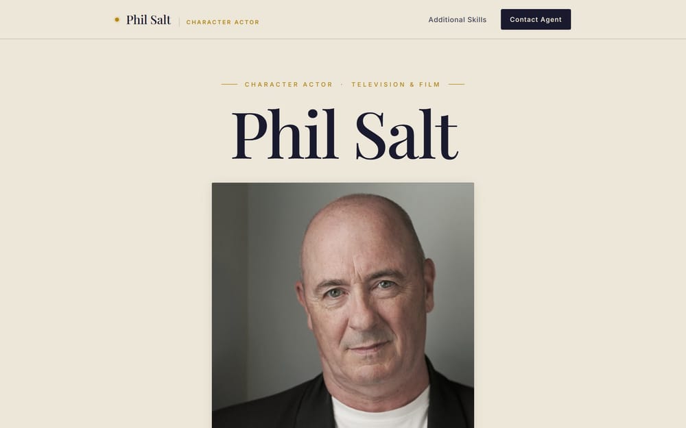 Phil Salt website, Actor