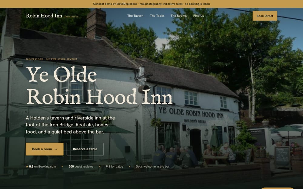 Ye Olde Robin Hood Inn website, Tavern & rooms
