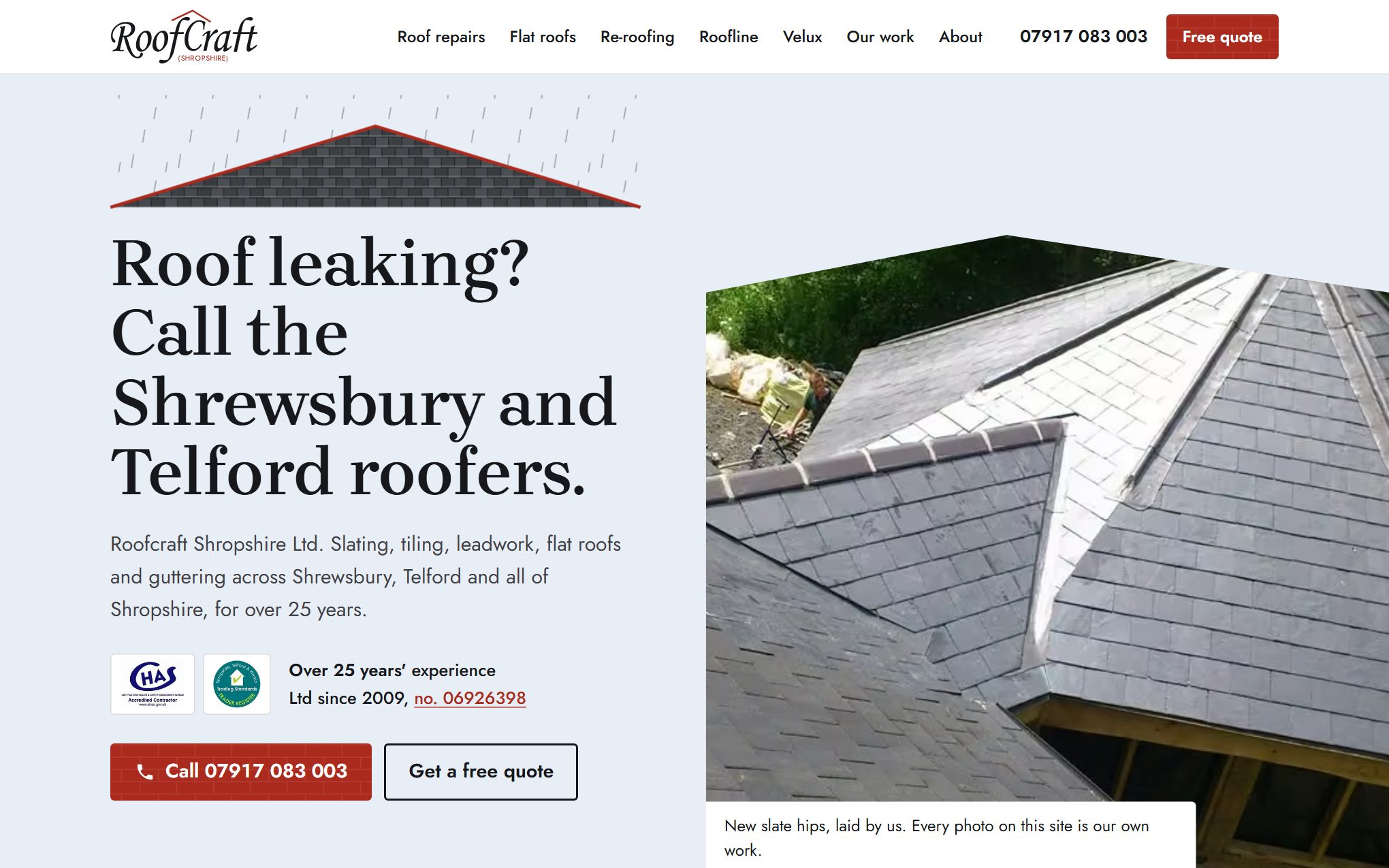 Roofers in Shrewsbury & Telford website, New build