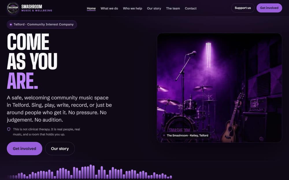 Smashroom Music & Wellbeing website, Community music CIC