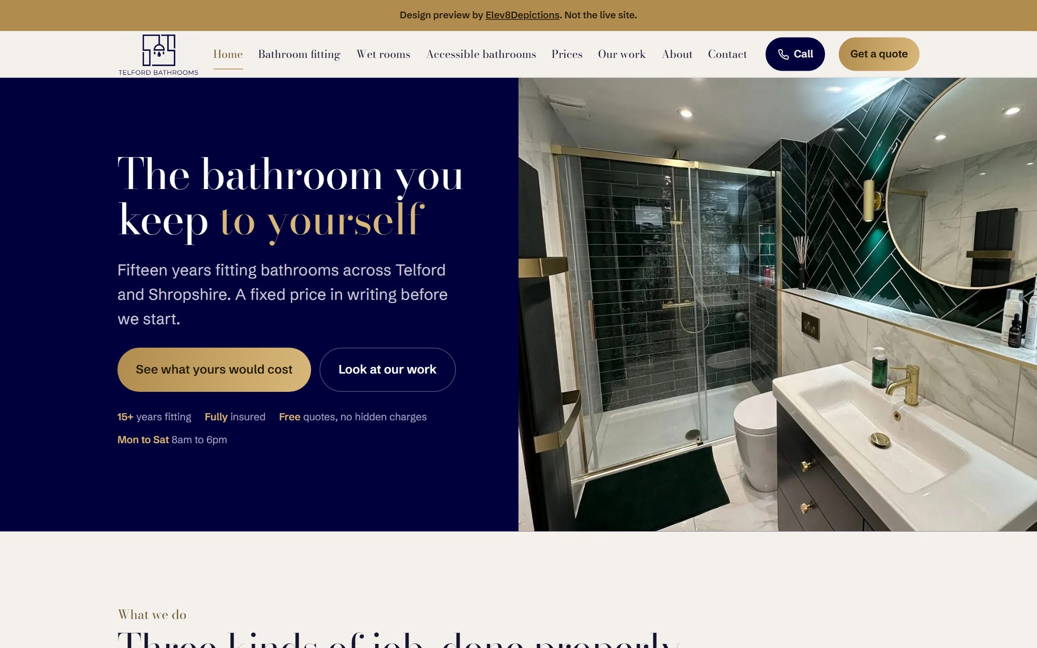 Telford Bathrooms website, bathroom fitters