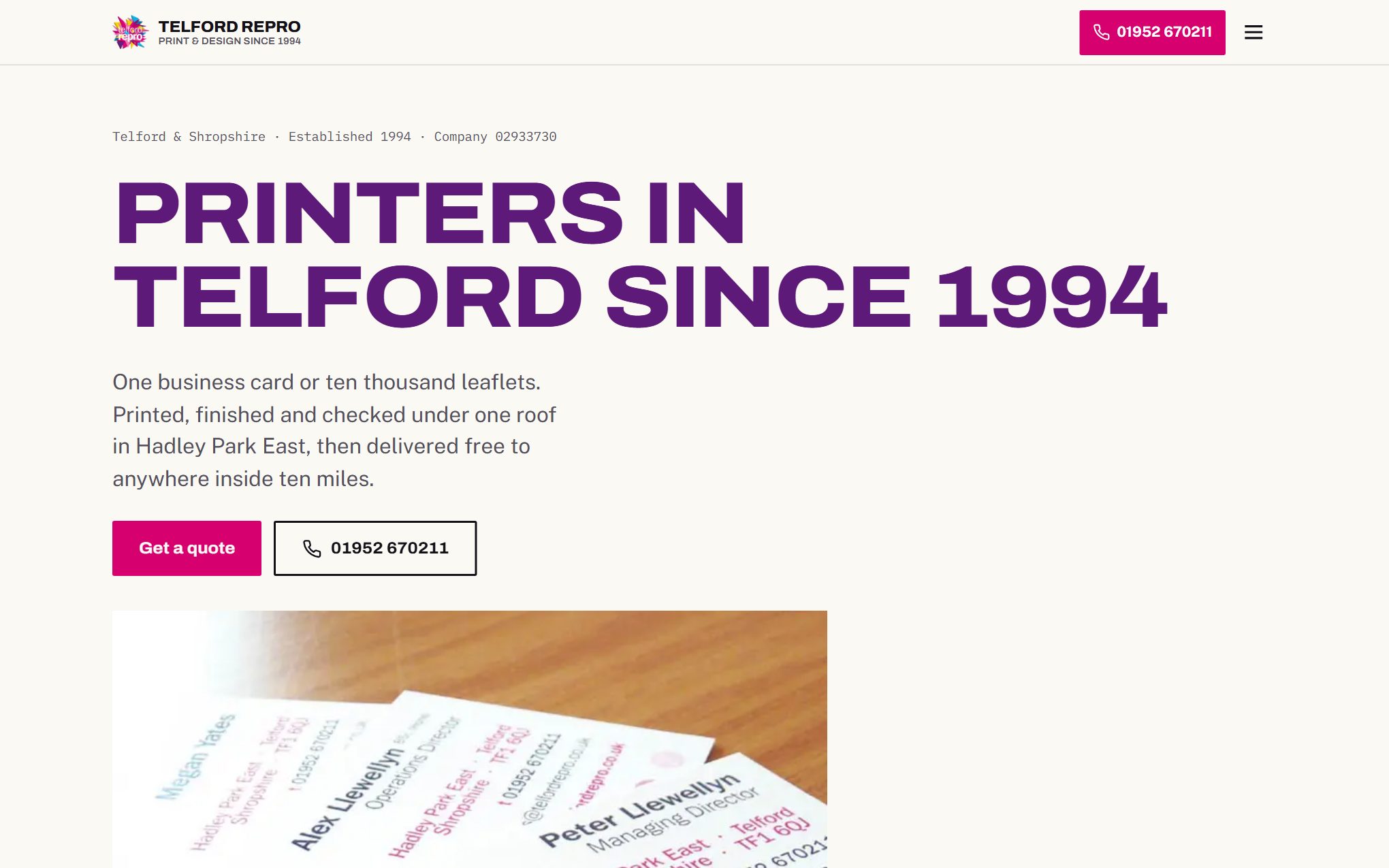 Printers in Telford website, New build