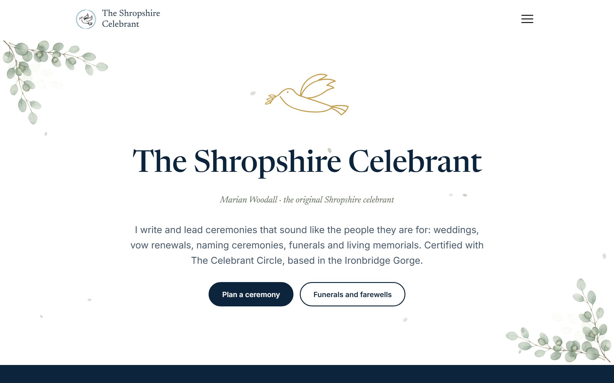 The Shropshire Celebrant website, wedding and funeral celebrant