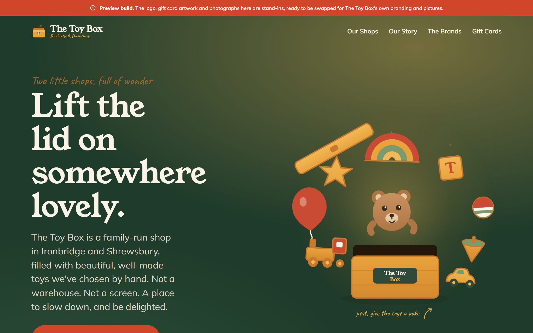 The Toy Box website, Toy shop