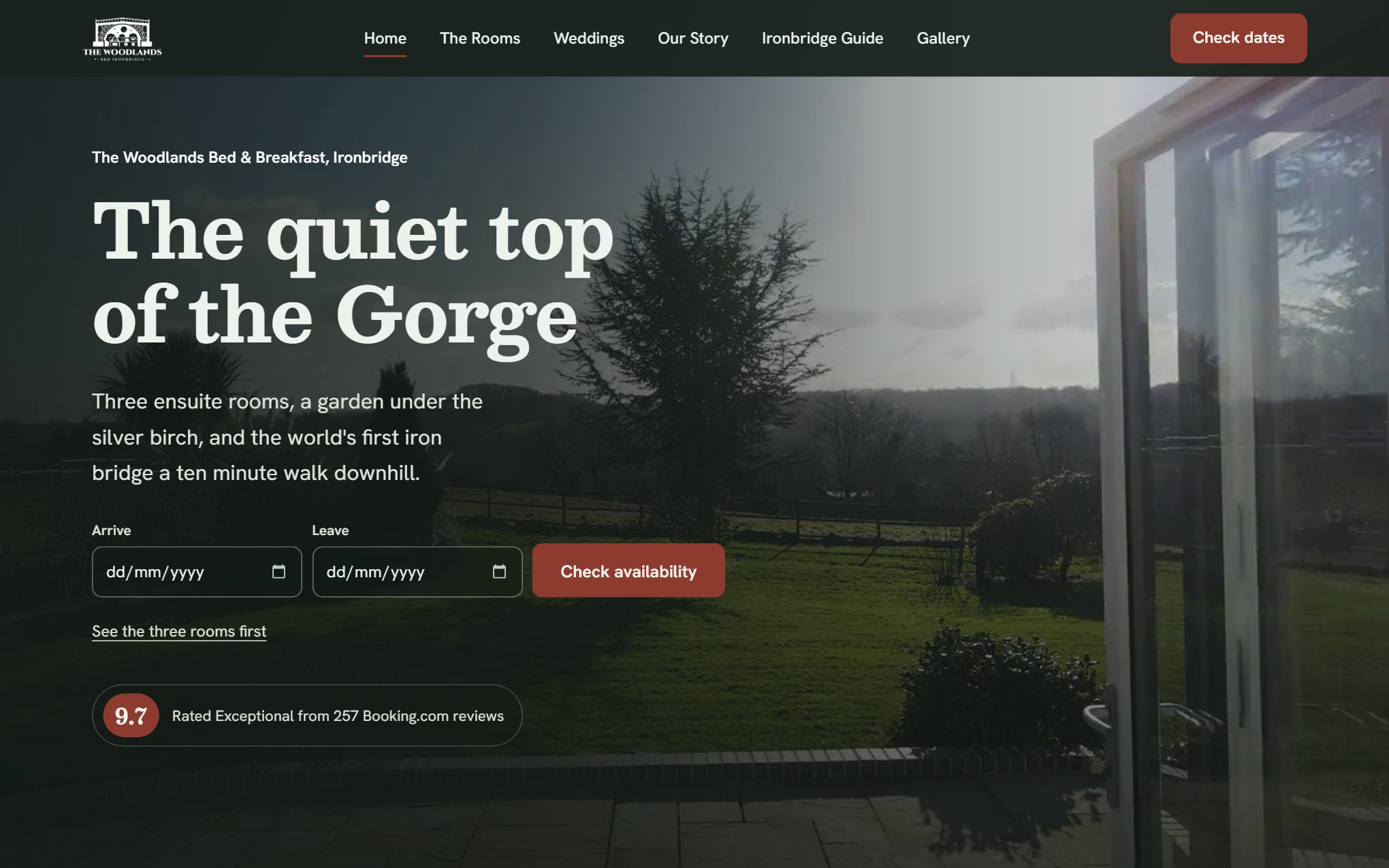 The Woodlands Bed & Breakfast website, New build