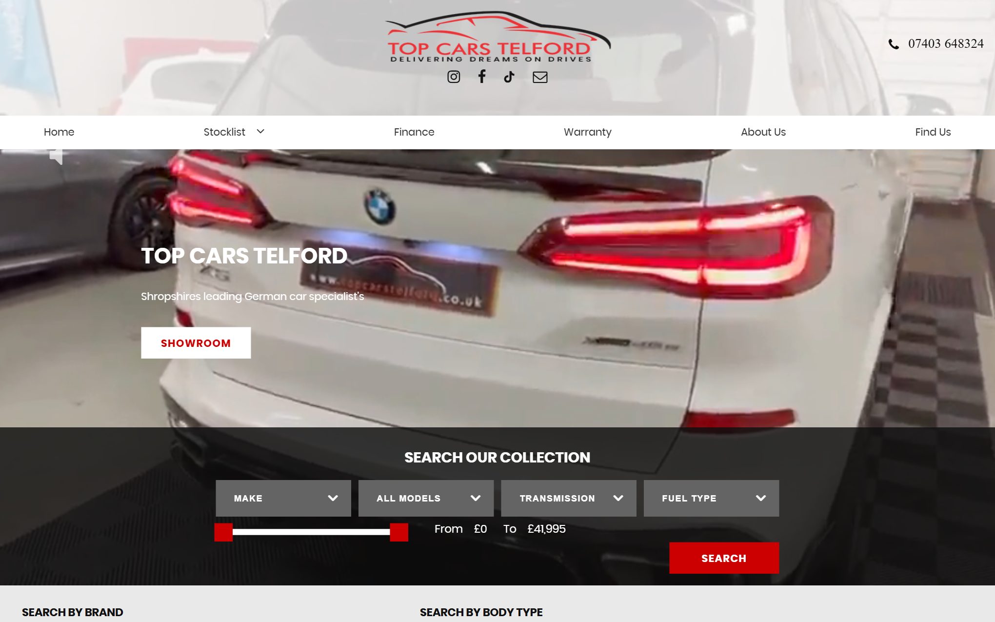 Top Cars Telford website, Used car dealer