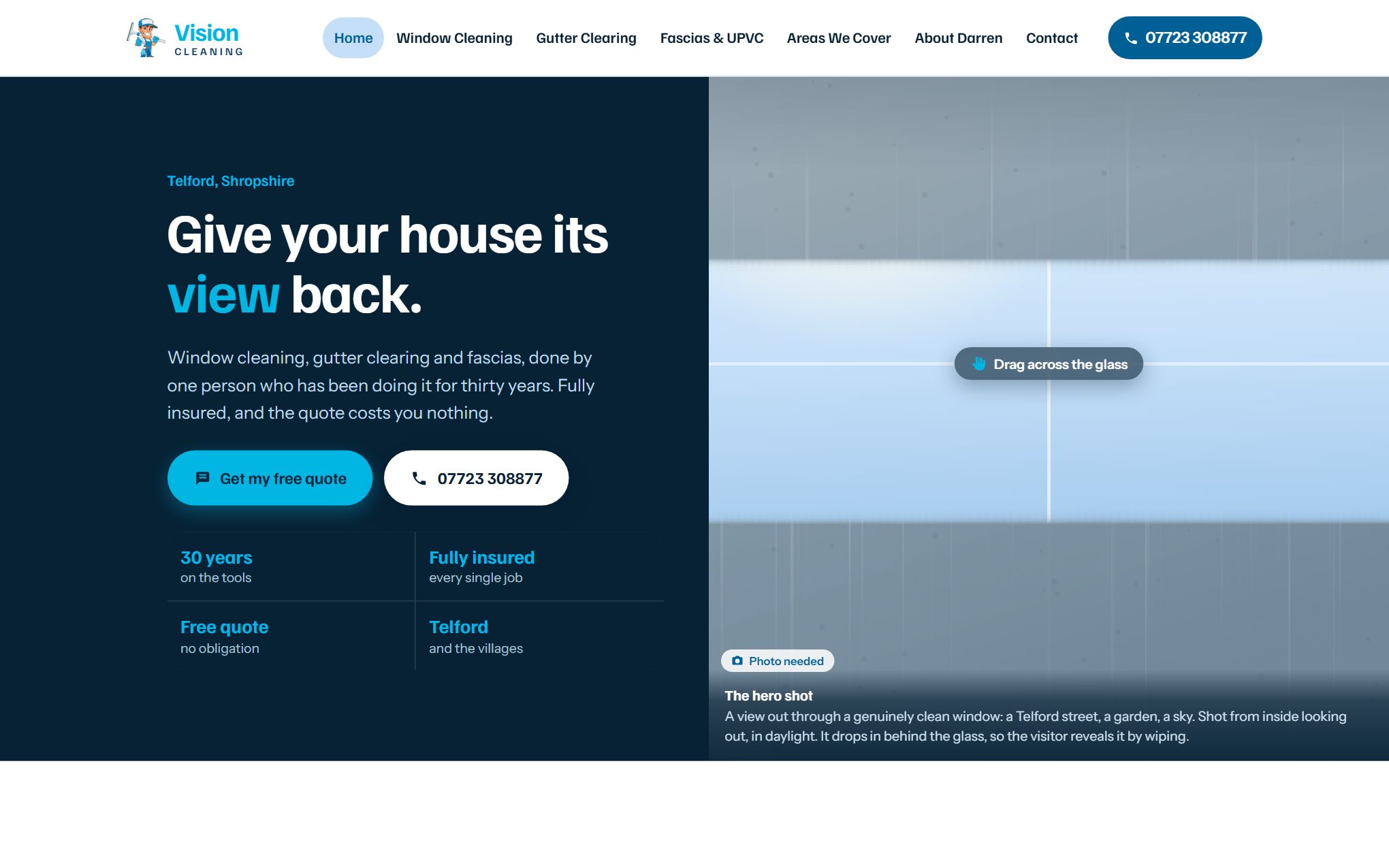 Window Cleaning Telford website, New build