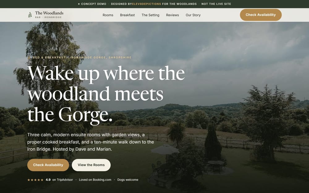 The Woodlands website, B&B