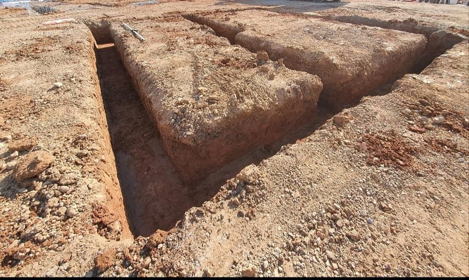 Strip foundation trenches excavated on a housing plot