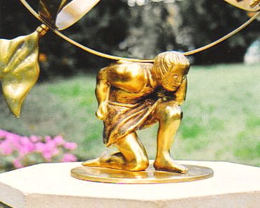 The solid brass figurine of Atlas that can be supplied to support an armillary.