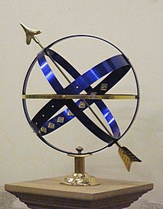 The Azure armillary fitted with the more usual brass arrow head and tail.