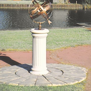 An Orbis armillary mounted on a Doric pedestal.