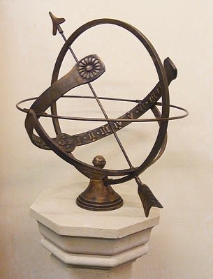 A Europa armillary standing on display in the showroom.