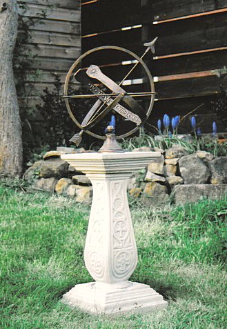 A Europa armillary mounted on a Venetian pedestal.