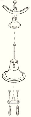 A diagram of the method of fixing an armillary to the top of a pedestal.