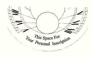 A line drawing of the lower half of the Presentation dial face, showing the curved band marked This Space For Your Personal Inscription running below the hour lines and numerals.