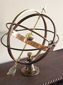 A Vesta armillary lightly patinated to give a rich antique sheen.